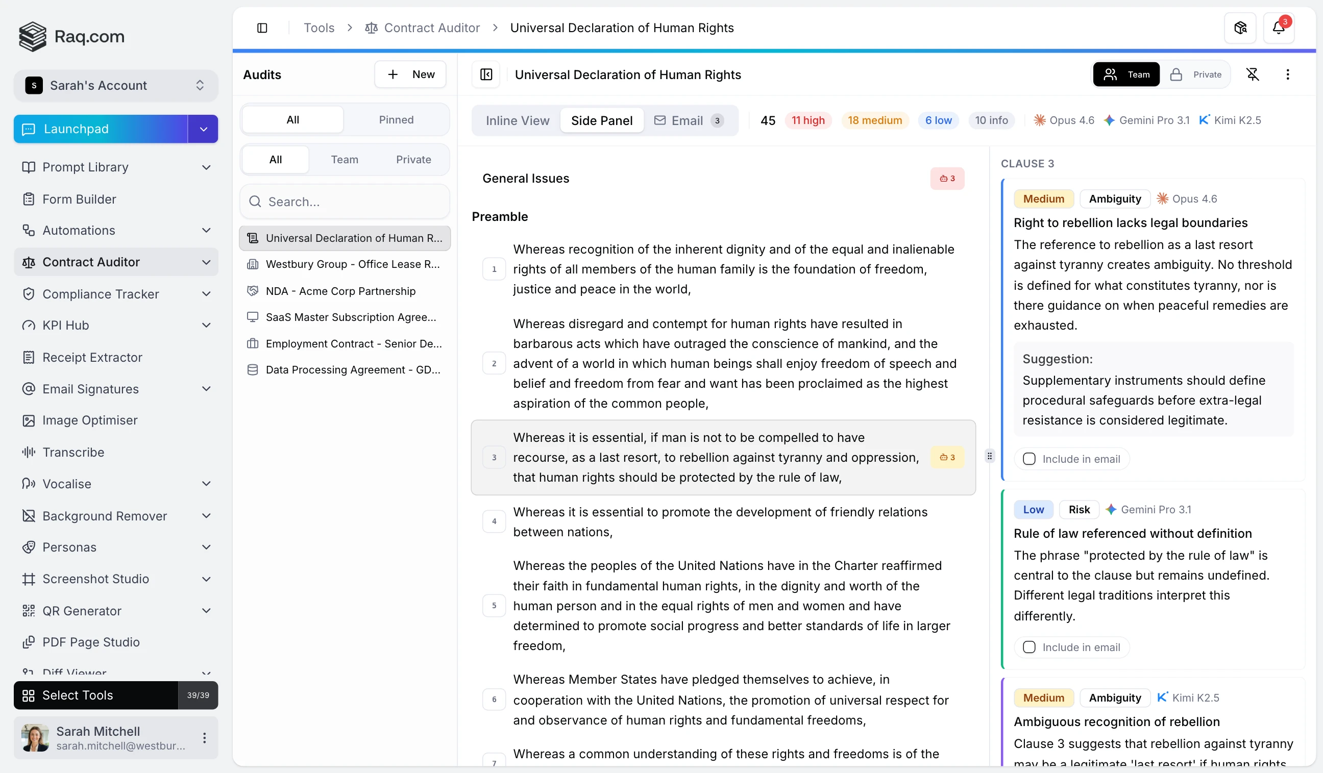 Contract Auditor interface